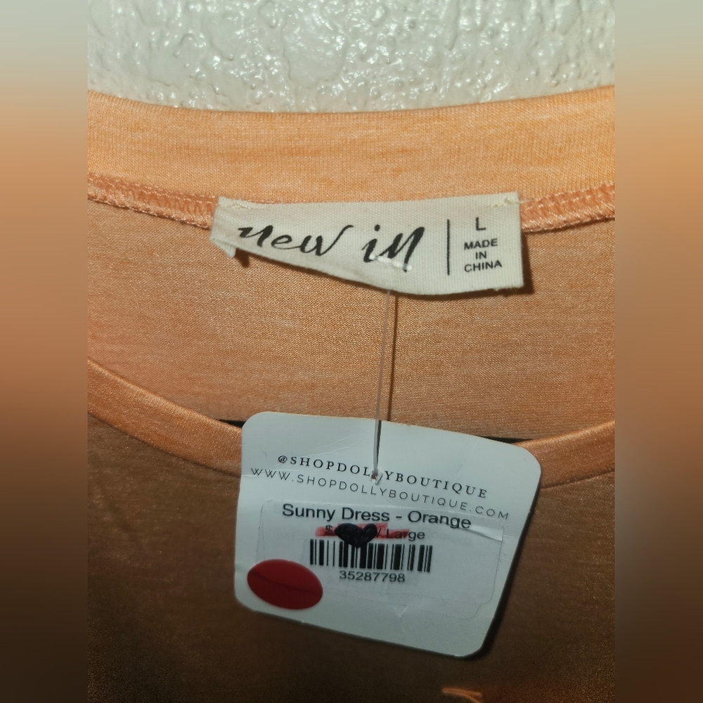 🧡☀️NWT New In "Sunny☀️Dress" Orange🧡 Ruffle Sleeves • Pocket on Chest • Large - Picture 6 of 11